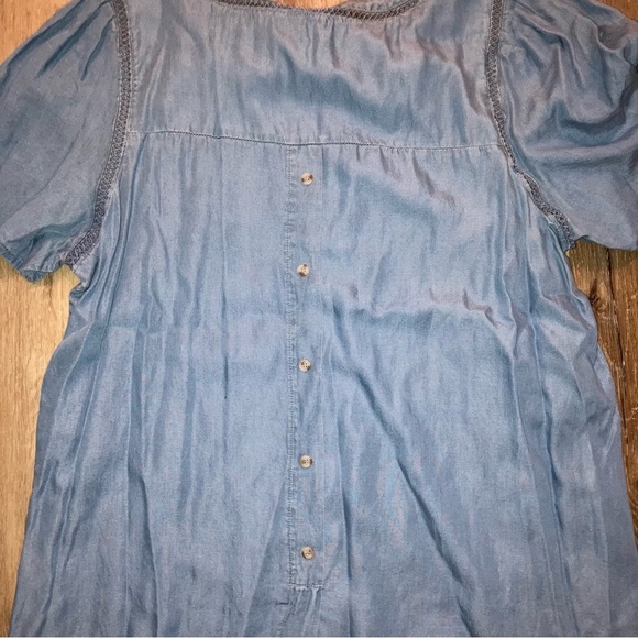 Perch by Blu Pepper Blue chambray Relaxed Blouse Size 2XL | Boho Beach Vacation - Picture 5 of 12